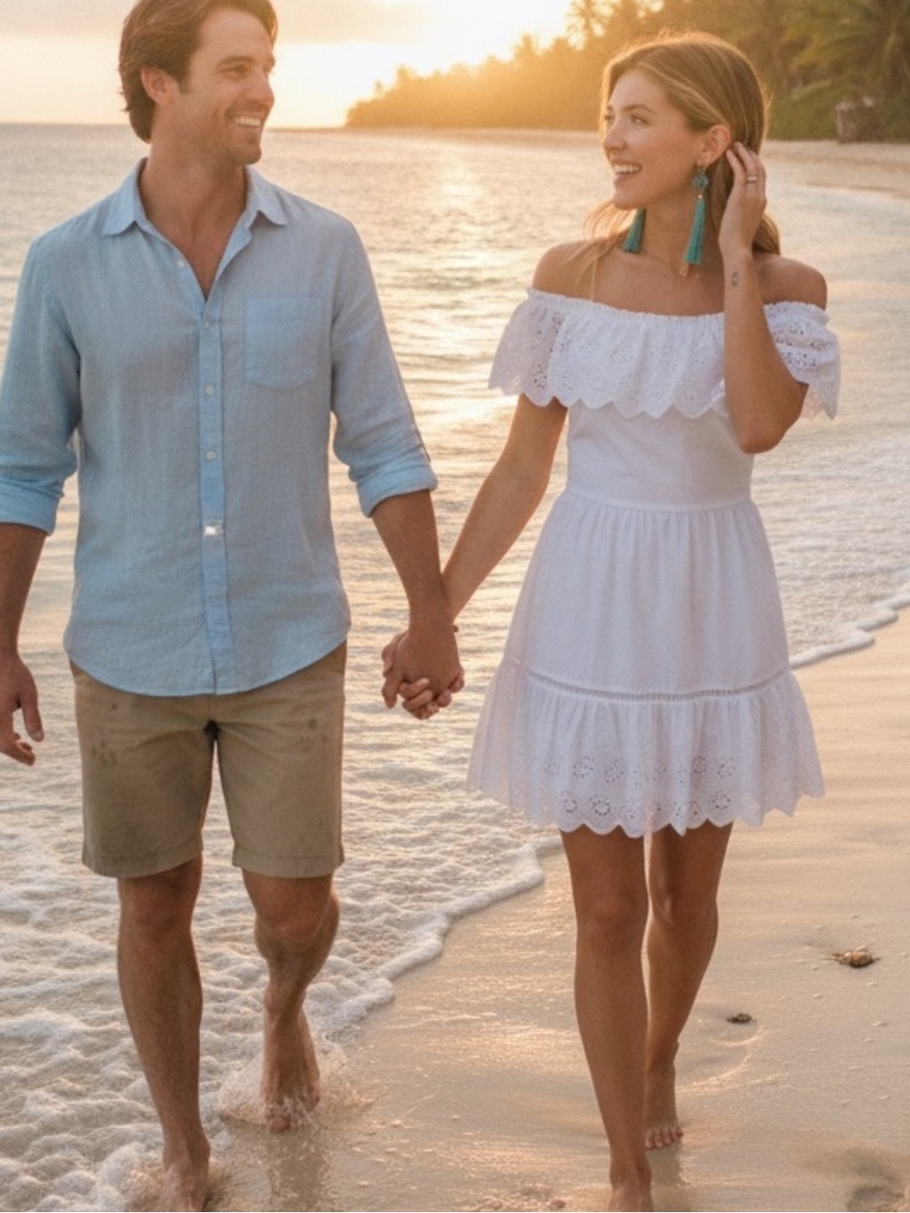 Francesca's Collections White Off-Shoulder Eyelet Dress